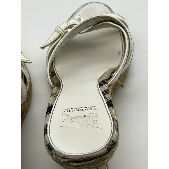 Burberry London White Patent Leather Wedge Espadrille Sandals 40 (9 US) 3207635 - Picture 6 of 16